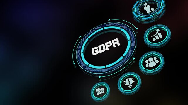 GDPR General Data Protection Regulation Concept with Business Technology Interface, Secure Internet Network, Privacy Compliance and Digital Data Protection Visualization.