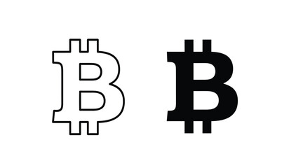 Obraz premium Bitcoin logo symbols in black and white on a pure