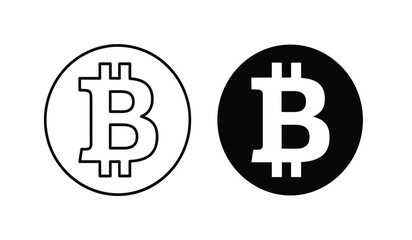 Obraz premium Bitcoin logo icons in white and black on for cryptocurrency and blockchain concepts