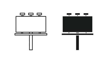 Billboard signs in line art style with one white and one black face © ARSM D