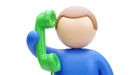 3D Character Holding a Green Retro Phone