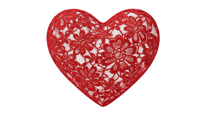 Fototapeta premium Red heart ornament with lace floral pattern elegant decorative design for valentline romantic branding greeting cards and artistic love visuals png