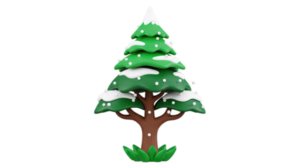 Cartoon Snow-Covered Pine Tree
