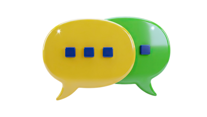Yellow and Green Speech Bubbles with Blue Dots