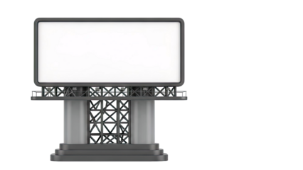 Blank billboard with steel structure on a white background