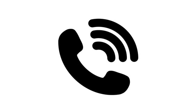 simple animation of incoming telephone sign with black and white background