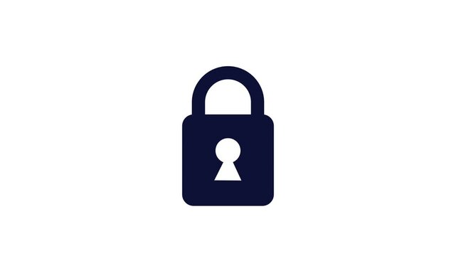 simple animation of a black open and locked padlock