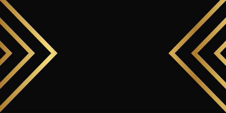 Abstract luxury golden lines pattern on black background. premium linear card decoration, modern VIP banner, golden geometric line frame shapes symbol. vector illustration.