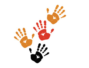 Obraz premium Colorful Handprints Creative Art and Diversity Vector