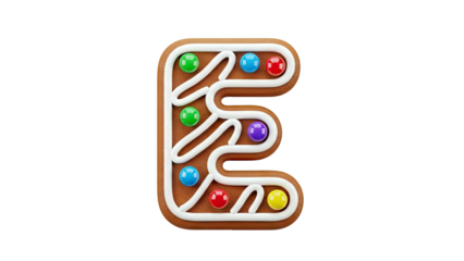 Gingerbread Letter E with Candy Decorations