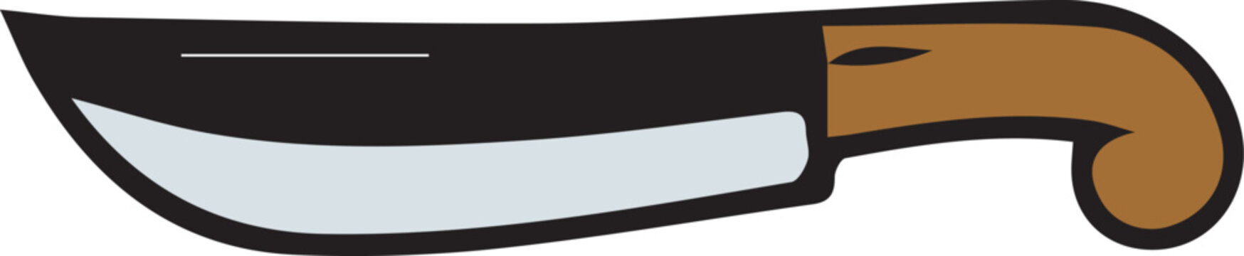 Traditional Machete Knife Illustration with Wooden Handle Vector