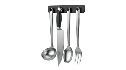 Kitchen Utensils Hanging on a Magnetic Strip