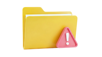 Yellow Folder with Pink Exclamation Mark Warning Sign