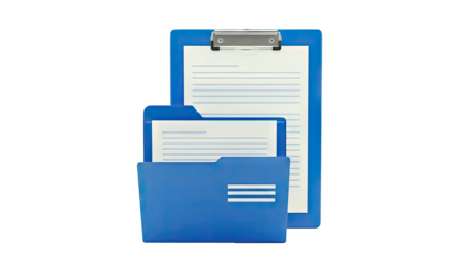 Blue Clipboard and Folder with Documents