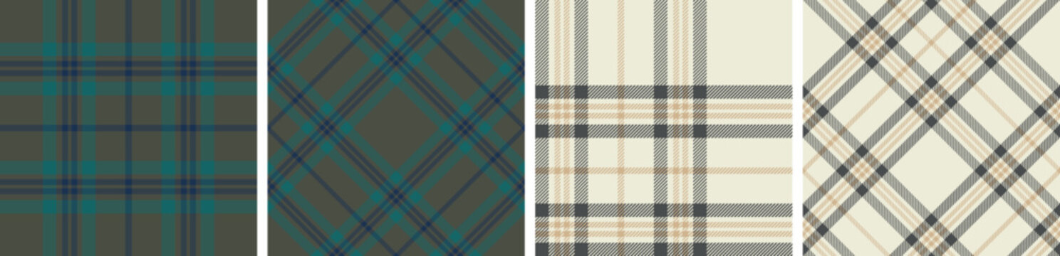 plaid and tartan pattern set.checkered fabric texture background.