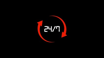 Technical service solid icon isolated on transparent background. Daily 24 hours and weekly 7 days customer support symbol featuring refresh sign and circular loading arrows. - Powered by Adobe