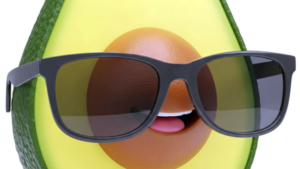 Cool Avocado Character with Sunglasses