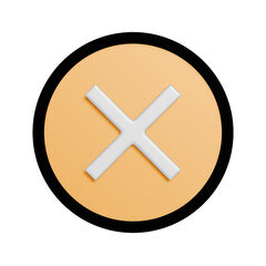 Obraz premium 黄色と黒の丸形の消去マークのアイコン。リッチな質感の3Dイラスト