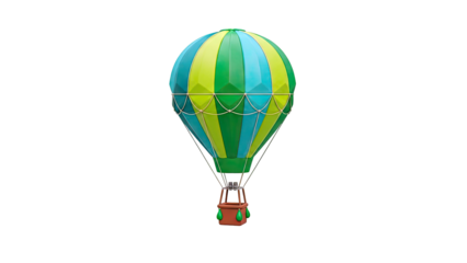 Green and Blue Striped Hot Air Balloon