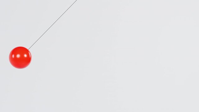 Red Glossy Pendulum Swinging on White Background - Modern Loop