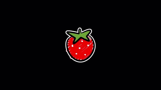 Doodle Icon Sticker Strawberry Motion Icon Alpha Channel