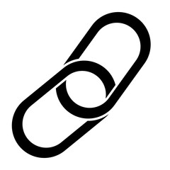 vector graphic of a link icon, used as a symbol for connection, interconnection, or hyperlinks. black-and-white illustration of two interlocking chain links.
