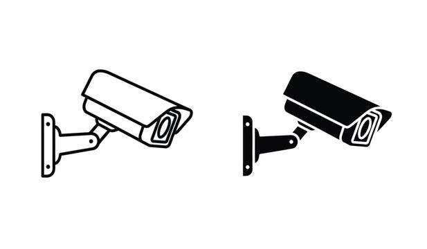 Two security cameras in black and white with different designs and mounts