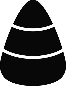 Candy Corn Icon, Halloween Treat Silhouette, Simple Vector Graphic