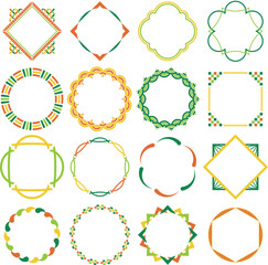 Fototapeta premium Japanese-style frame design, modern and retro decorative materials, and Japanese-style decor are all features of this New Year's green, yellow, yellow green, orange, design.