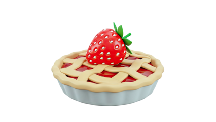 3D Render of a Strawberry Pie with Lattice Crust