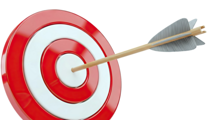 Arrow hitting the bullseye of a target