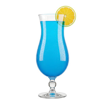 Tall Glass of Blue Cocktail with Lemon Slice