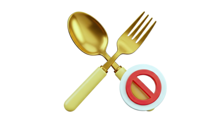 Golden Spoon and Fork with No Entry Sign