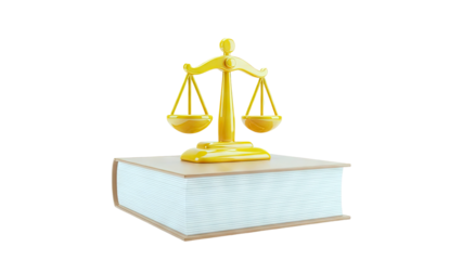 Golden Scales of Justice atop a Thick Book