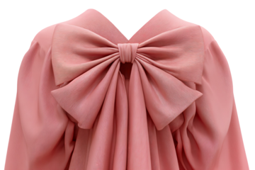 Elegant pink bow on luxurious fabric against black background