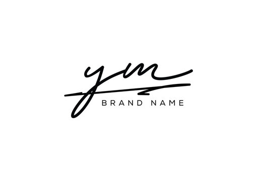 YM letter elegant cursive beauty handwriting logo. symbol design| typography logo| creative mark| corporate identity| signature logo.