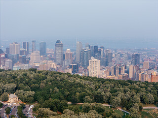 Naklejka premium Aerial cityscape of Toronto downtown and waterfront at dusk and dawn. g.