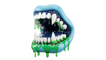 Cartoony Monster Mouth with Dripping Green Slime