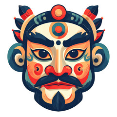 Illustration of Traditional Mask with Ornate Design.