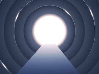 Bright Tunnel Glowing Circle Portal or gateway at the center to the Future of Technology vector design concept Representing Future Achievements, Innovation, Cyber Intelligence, Artificial Intelligence