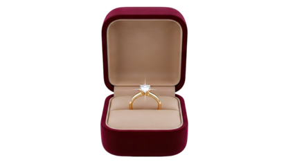 Gold diamond ring in a velvet jewelry box