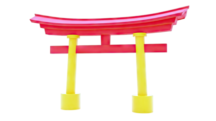 Stylized Red and Yellow Torii Gate