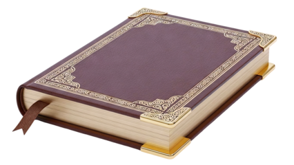 Ornate Brown Leather Bound Book with Gold Edges and Ornaments