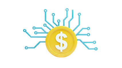 Digital Dollar Coin with Circuit Board Connections