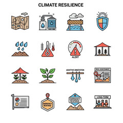 Climate Resilience Icons Set for Environmental Awareness.