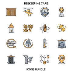 Collection of Beekeeping Icons and Symbols.