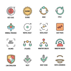 Collection of Minimalist Icons Representing Balance and Reset.