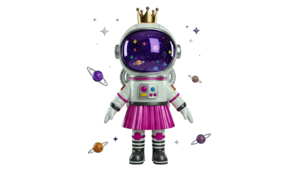 Astronaut Princess with Crown and Space Elements