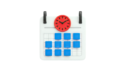 3D Calendar with Clock Icon