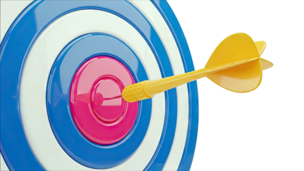 Dart hitting the bullseye on a target